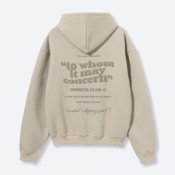 "TO WHOM IT MAY CONCERN" 2.0 ZIP-UP HOODIE - LIGHT OAT // SIZE MEDIUM - Picture 1 of 4